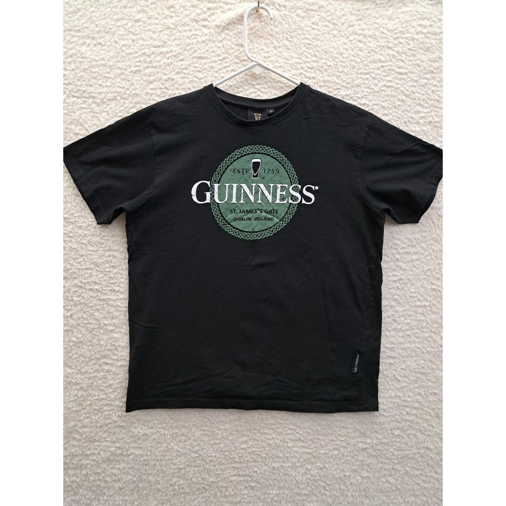 Guinness Shirt Mens Large Black Graphic Tee Beer Saint James Gate Dublin